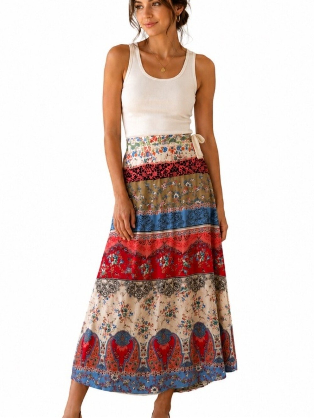 Boho Multi-Color Tiered Maxi Skirt